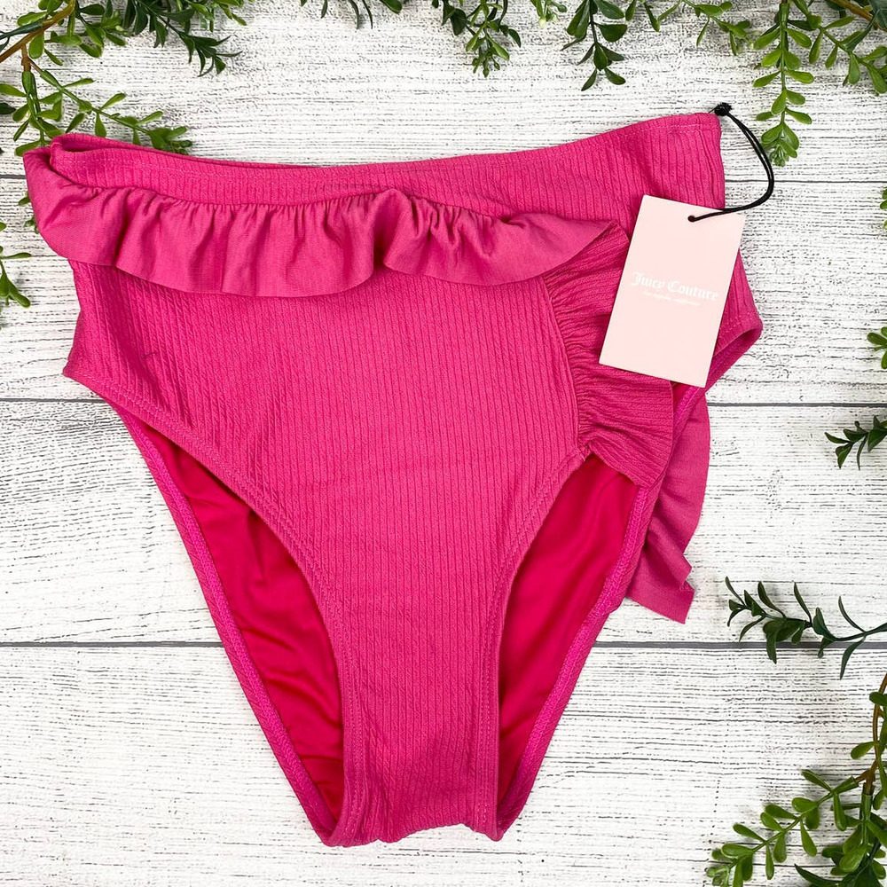 NEW JUICY COURTURE Pink Ruffle High Waist Bikini Bottom M
